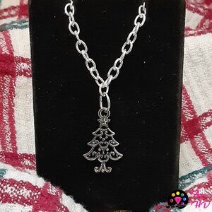 Silver Christmas Tree Silver Charmed Pendant Handmade Necklace